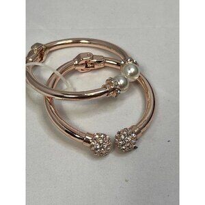 I.n.c. Imitation Rose Pearl and Crystal Fireball Hinge Bracelet Set